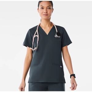 NWT FIGS XXS Casma 3 Pocket Scrub Top in Dark Harbor (Blue/Gray)